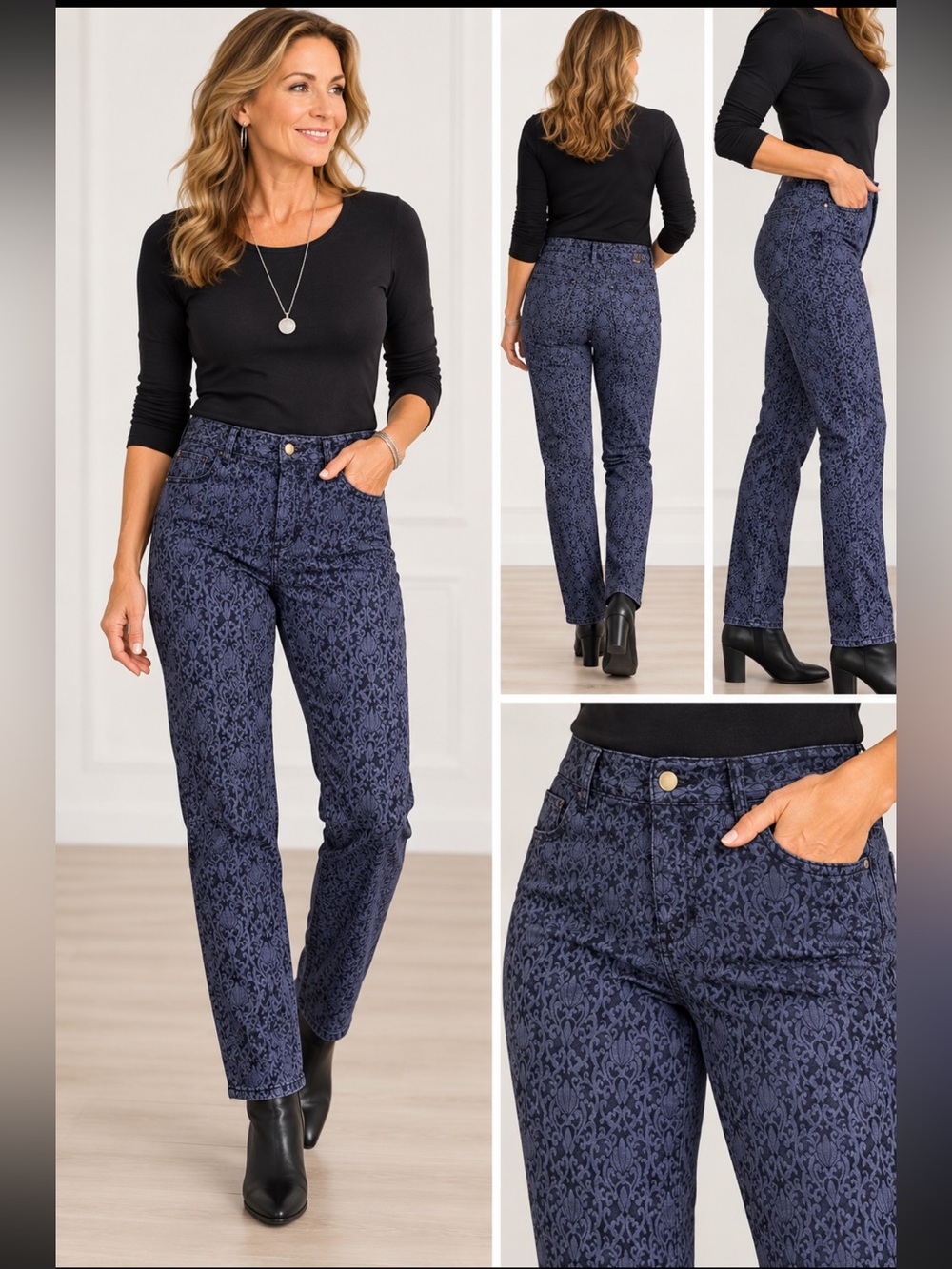 Coldwater Creek Natural Fit Damask Print Jeans